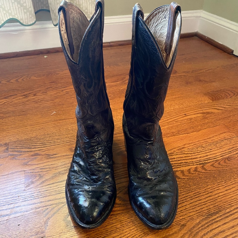 Black Ostrich Cowboy Boots